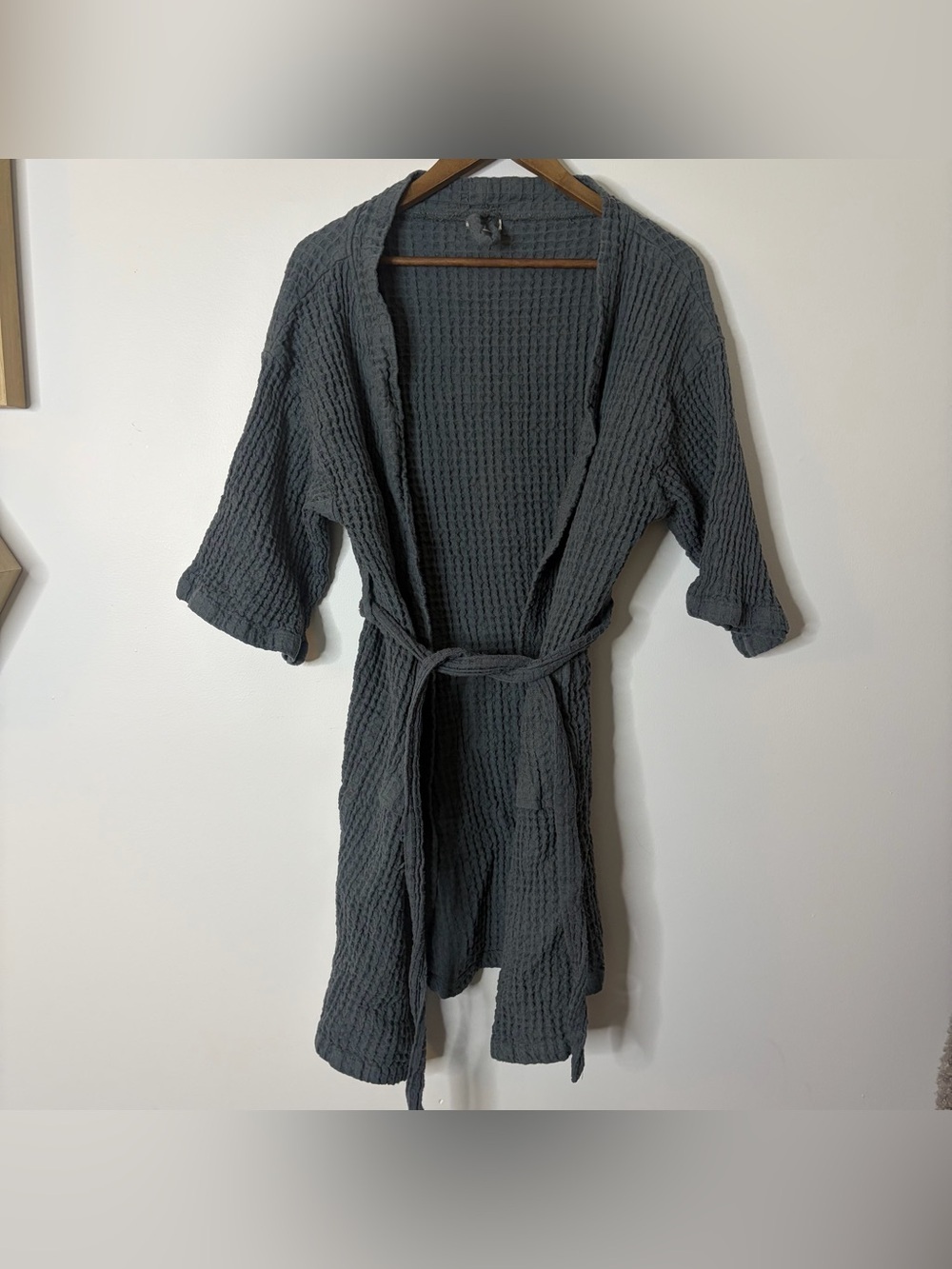 Bathe. Textured Open-Front Robe Cardigan - Charcoal Gray - Picture 2 of 6